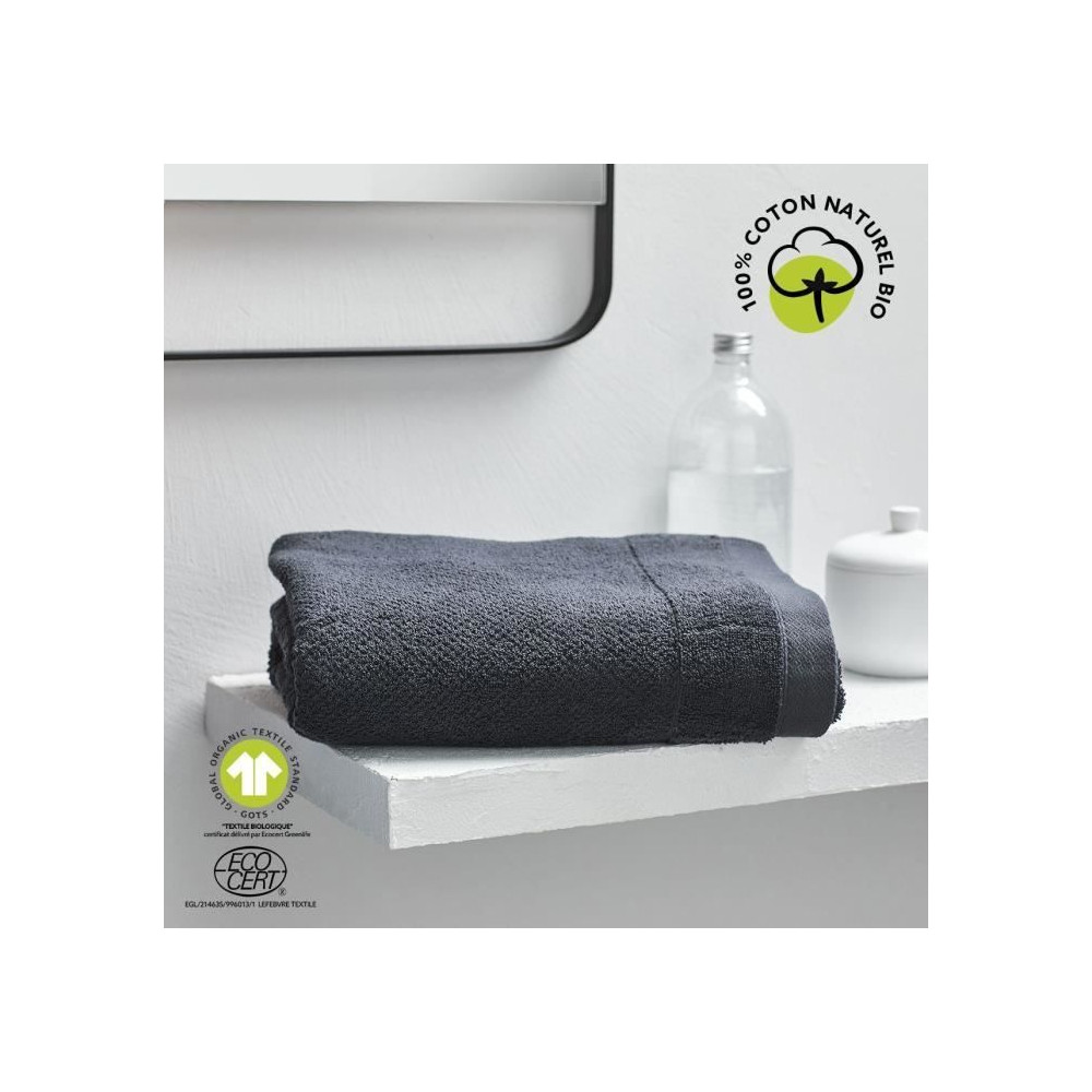 Drap de bain - TODAY - 70 x 130 cm - Coton - Organic Fusain Drap de bain - TODAY - 70 x 130 cm - Coton - Organic Fusain