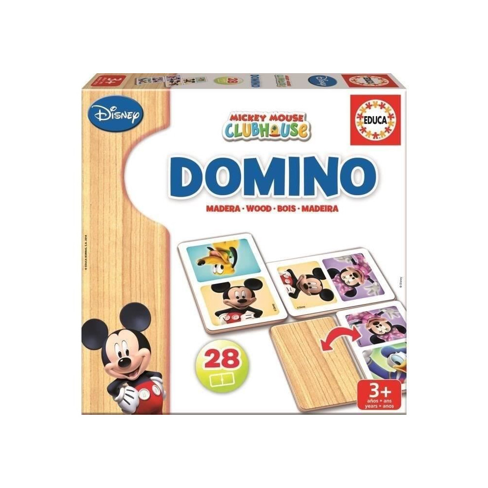 Jeu de domino en bois Mickey - EDUCA - Domino bois Mickey - Mixte - En