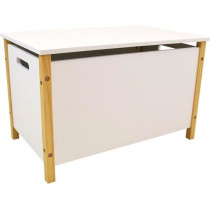 Coffre a jouets en bois SCANDIWOOD - FUN HOUSE - Blanc et beige - Pour