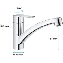 Mitigeur évier GROHE Start Eco - Chromé - Bec bas - Métal