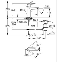 Mitigeur monocommande lavabo - GROHE Start - 234552432 - Noir mat - Ta