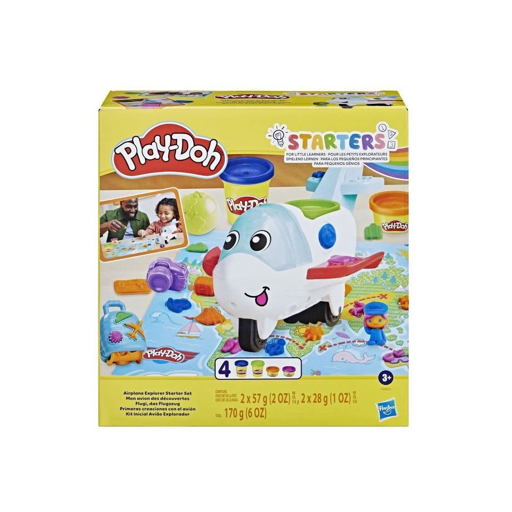 Play-Doh, Mon avion des découvertes, avec 4 pots de pâte a modeler,