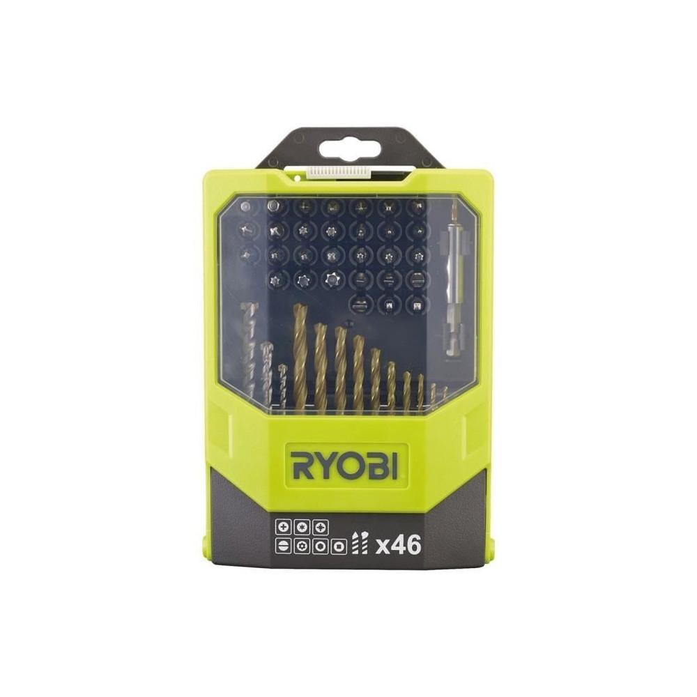 RYOBI - Coffret 46 accessoires mixtes : forets béton & métal + 31 em
