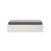 Lit coffre adulte 140 x 190 cm - Tissu Beige - ECLIPSE