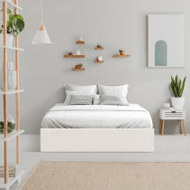 Lit coffre adulte 140 x 190 cm - Tissu Beige - ECLIPSE