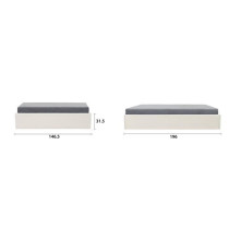 Lit coffre adulte 140 x 190 cm - Tissu Beige - ECLIPSE