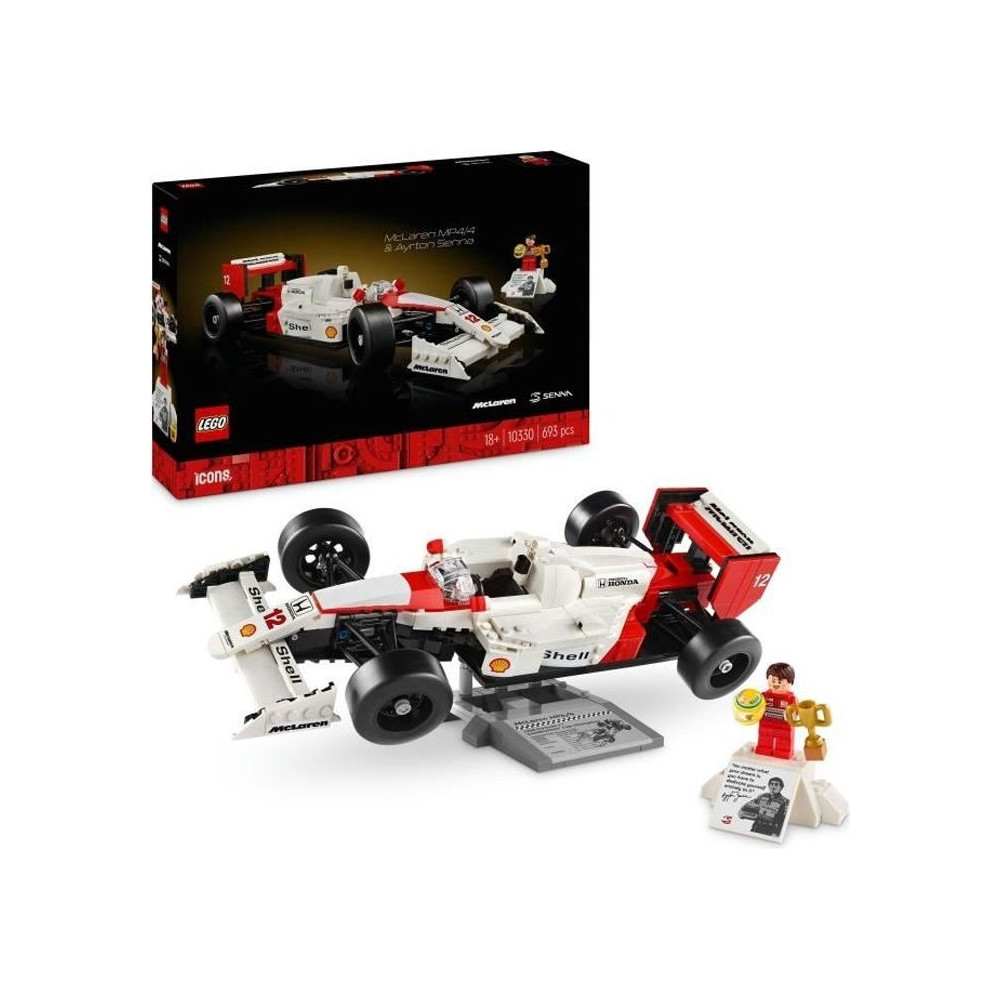 LEGO Icons 10330 McLaren MP4/4 et Ayrton Senna, Set Modele Réduit de