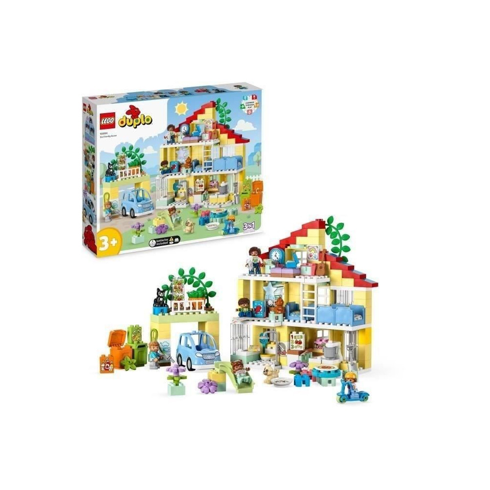 LEGO DUPLO Ma Ville 10994 La Maison Familiale 3-en-1, Jouet Maison de