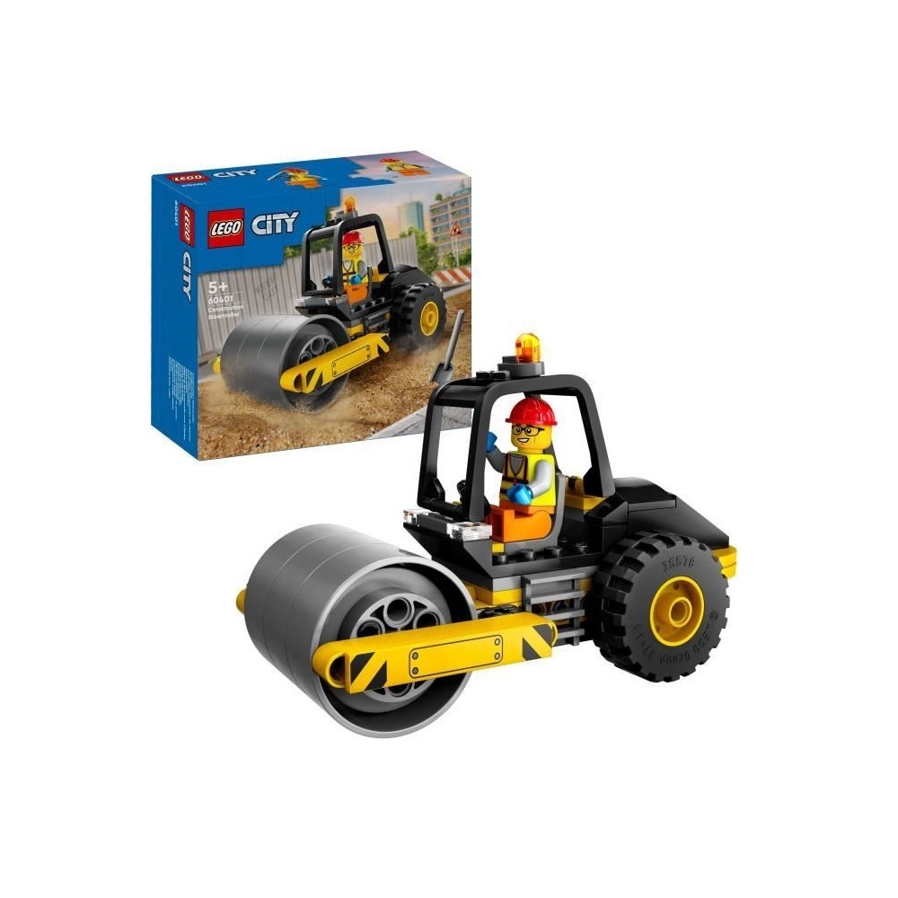 LEGO 60401 City Le Rouleau Compresseur de Chantier, Maquette de Jouet
