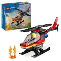 LEGO 60411 City L'Hélicoptere de Secours des Pompiers, Jouet avec Min
