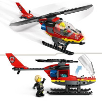 LEGO 60411 City L'Hélicoptere de Secours des Pompiers, Jouet avec Min