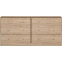 Commode OREGON 2x 3 tiroirs - Décor chene - L 143 x P 30 x H 68 cm