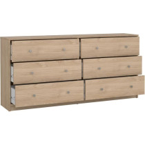 Commode OREGON 2x 3 tiroirs - Décor chene - L 143 x P 30 x H 68 cm