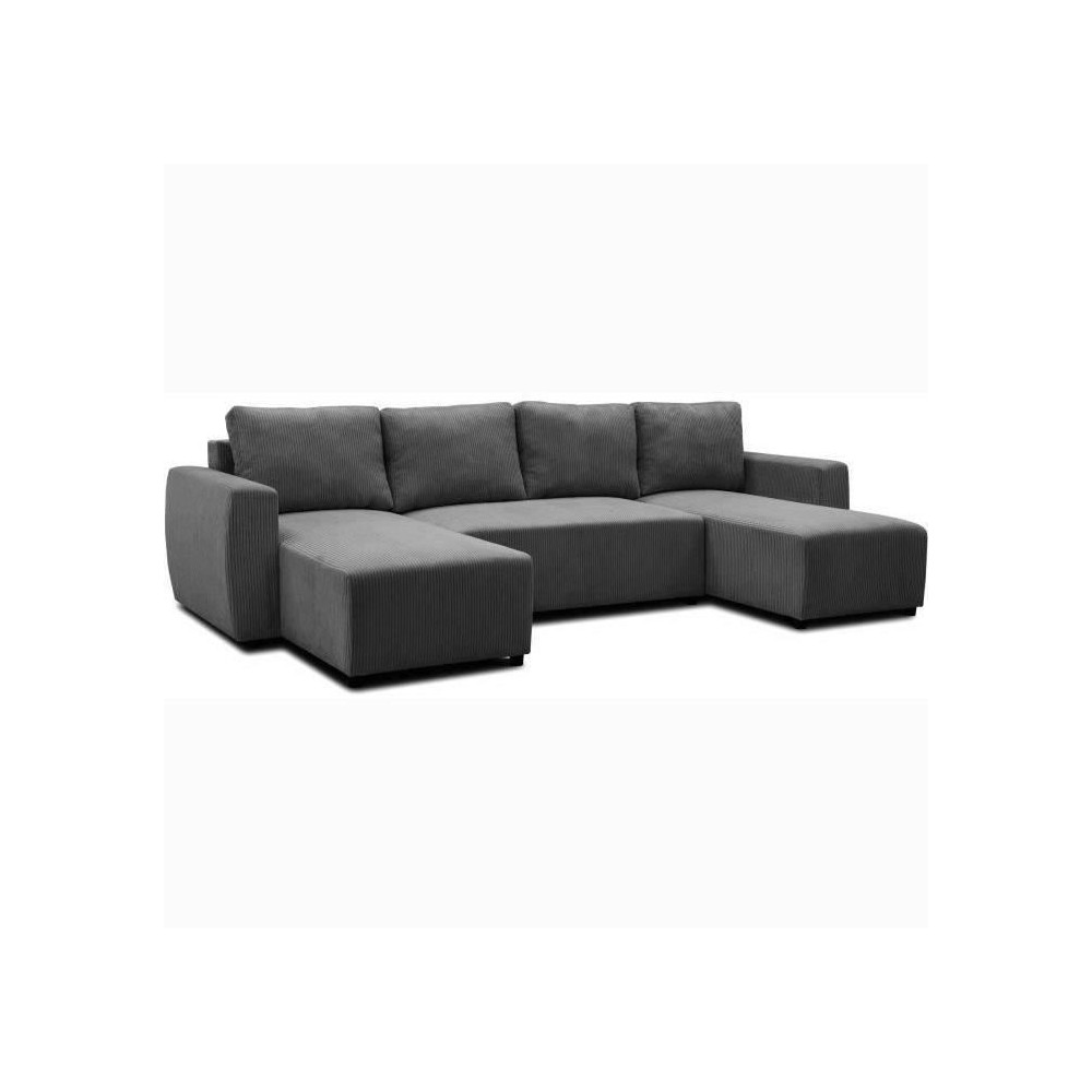 Canapé d'angle convertible panoramique PHARELL 5/6 places - Tissu vel