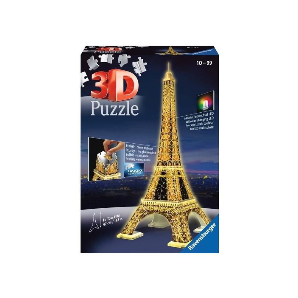Puzzle 3D Tour Eiffel illuminée - Ravensburger - 216 pieces - sans co