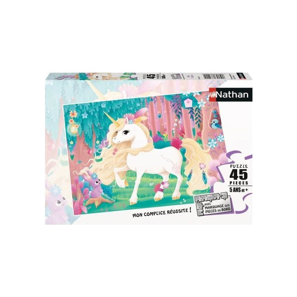 Puzzle enfant 45 pieces Jolie licorne Nathan - Poster inclus - Theme f