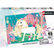 Puzzle enfant 45 pieces Jolie licorne Nathan - Poster inclus - Theme f