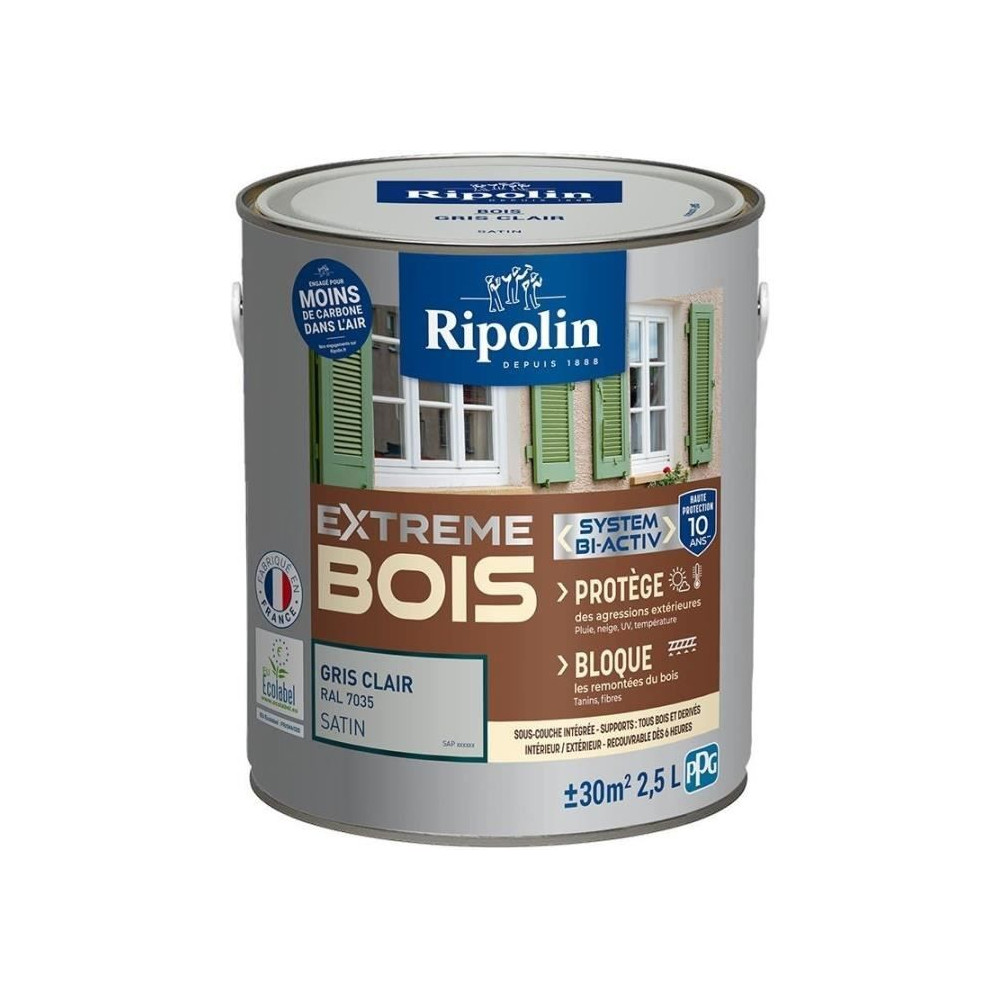 RIPOLIN Peinture pour bois intérieur et extérieur - Gris clair Ral 7