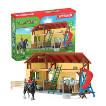Écurie avec boxes et animaux, coffret de 82 pieces avec chevaux, peti