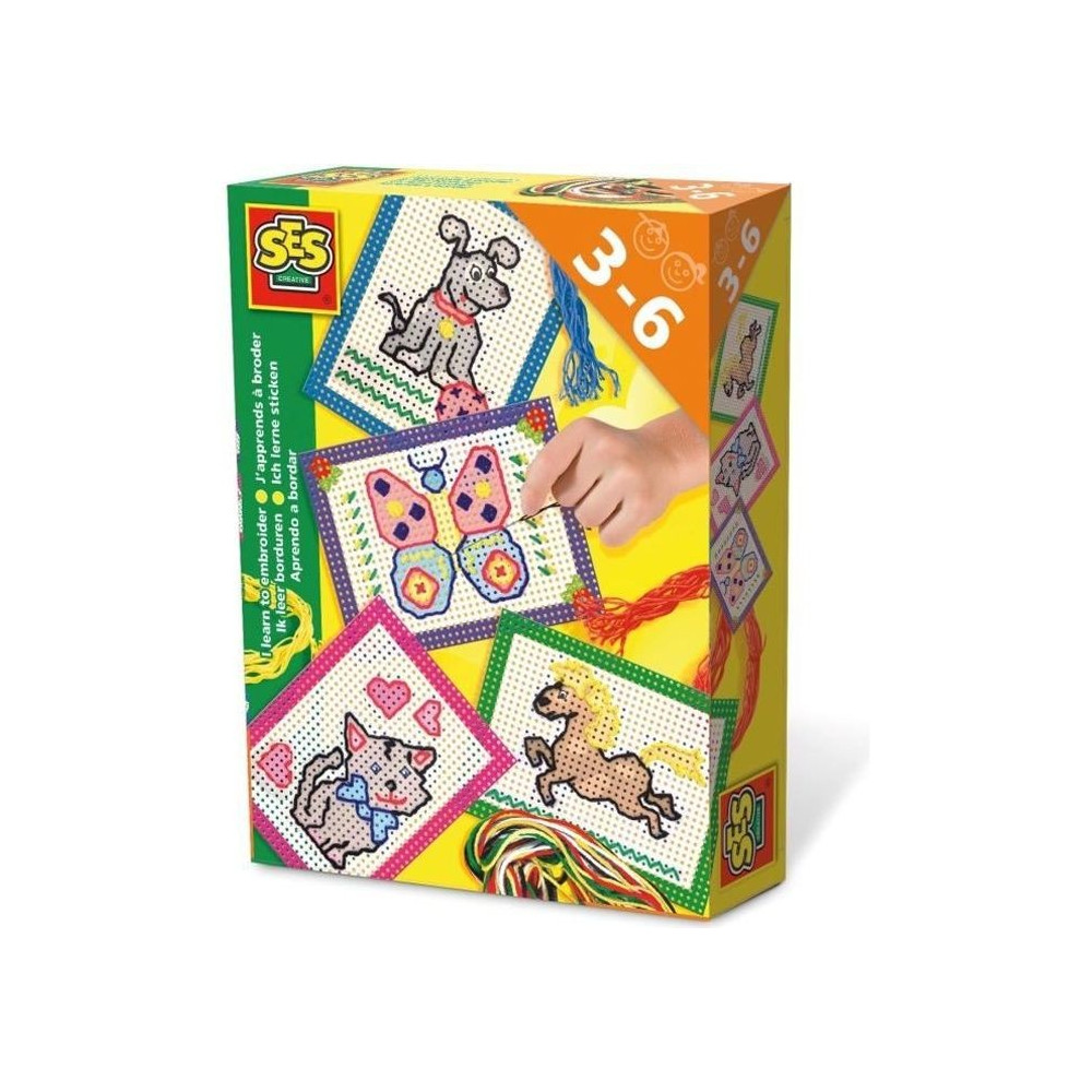 SES CREATIVE - J'apprends a broder - Cartes préimprimées et perforé