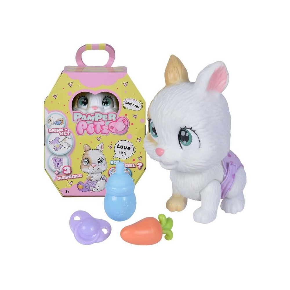 Smoby - Pamper Petz - Lapin a adopter - 4 accessoires - Articulé - Bo