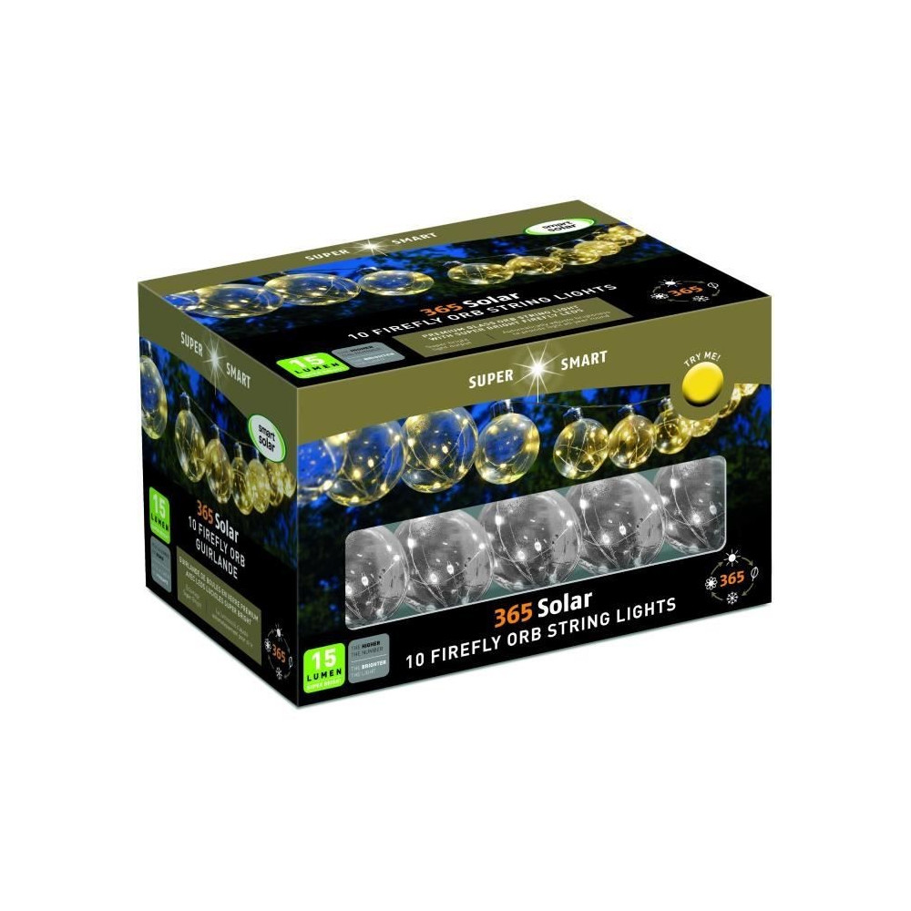 Guirlande solaire Firefly Orbes 365 - SMARDTV - 10 boules lumineuses d