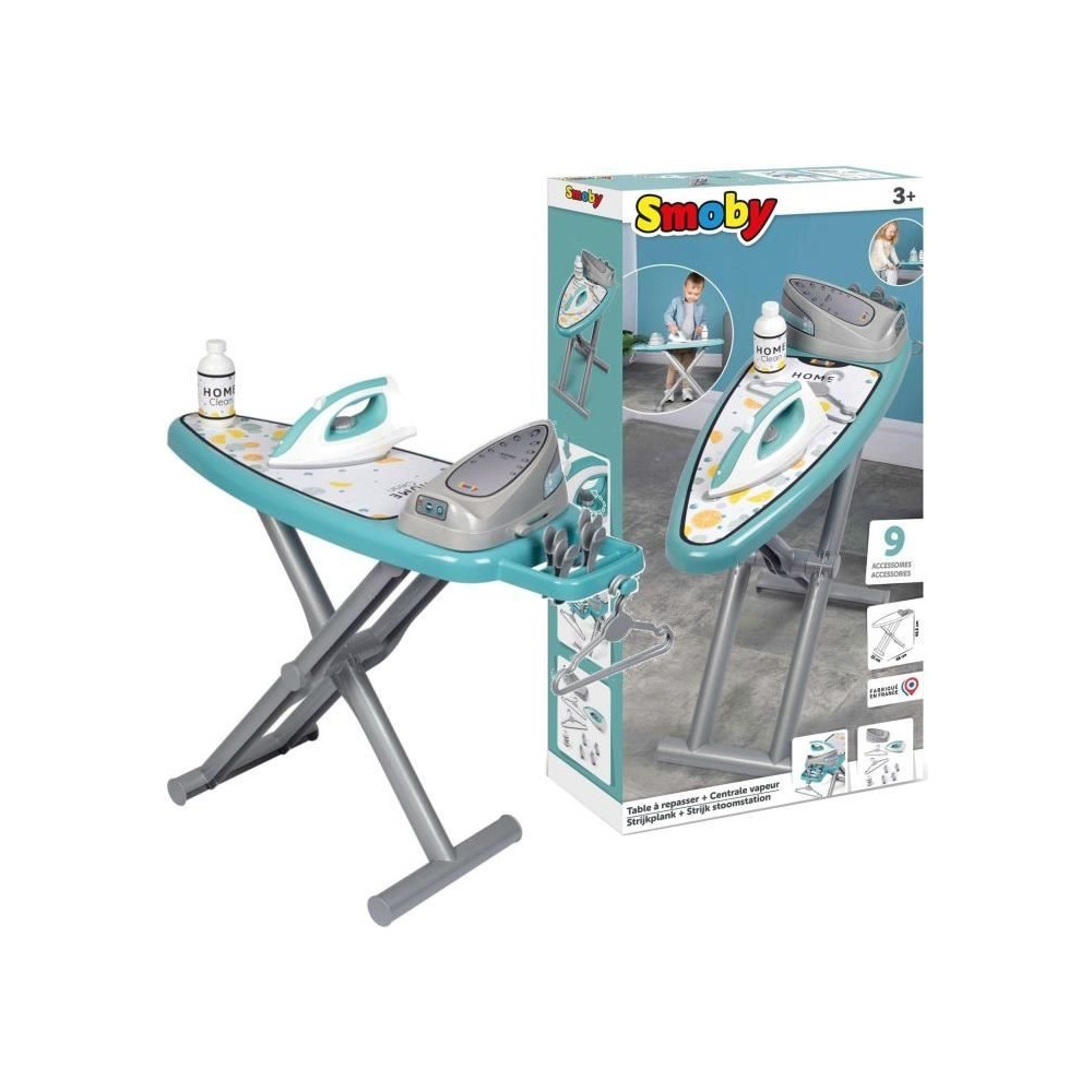 Smoby - Planche a repasser avec station vapeur + 9 accessoires - Jeux
