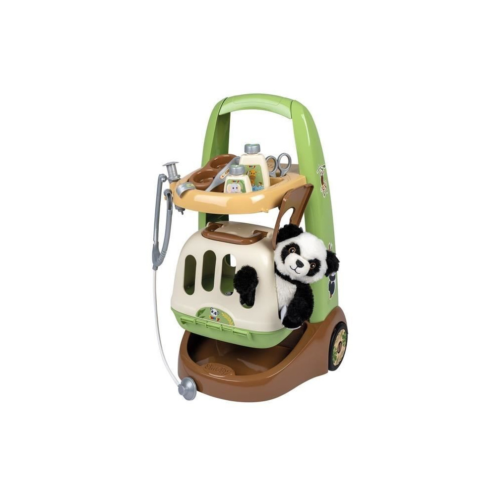 Smoby - Chariot Vétérinaire de Zoo - Peluche Panda - Nombreux access