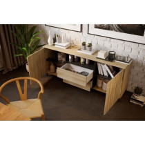 Buffet LINEAS - Mélaminé chene - 2 portes + 2 tiroirs + 1 niche - L1