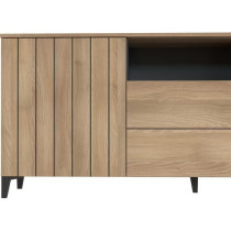 Buffet LINEAS - Mélaminé chene - 2 portes + 2 tiroirs + 1 niche - L1