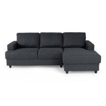 Canapé d'angle droit 4 places Paul - Tissu gris anthracite - L 215 x