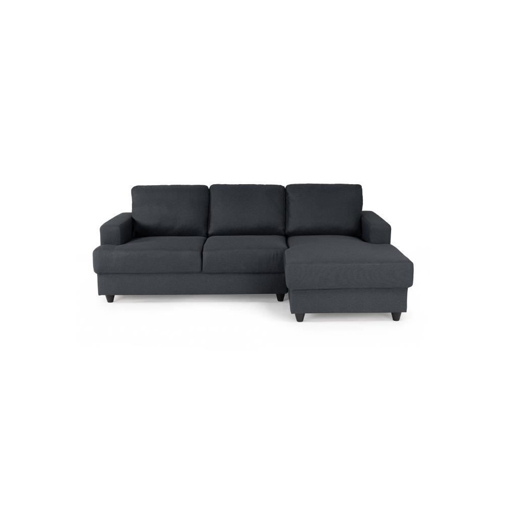 Canapé d'angle droit 4 places Paul - Tissu gris anthracite - L 215 x