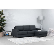 Canapé d'angle droit 4 places Paul - Tissu gris anthracite - L 215 x