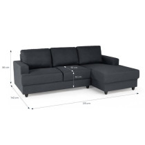 Canapé d'angle droit 4 places Paul - Tissu gris anthracite - L 215 x